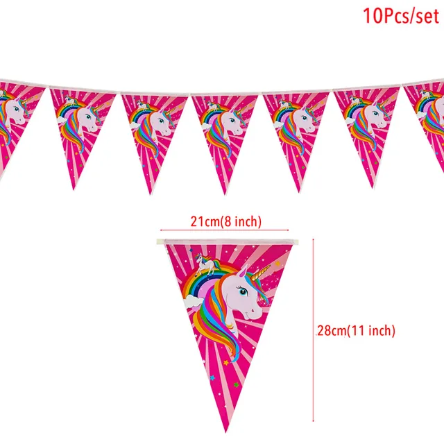 Paper Unicorn 1st Birthday Banner Happy Birthday Party Decorations Kids Little Mermaid Flag Baby Shower Banner Wedding Garland Unicorn 02