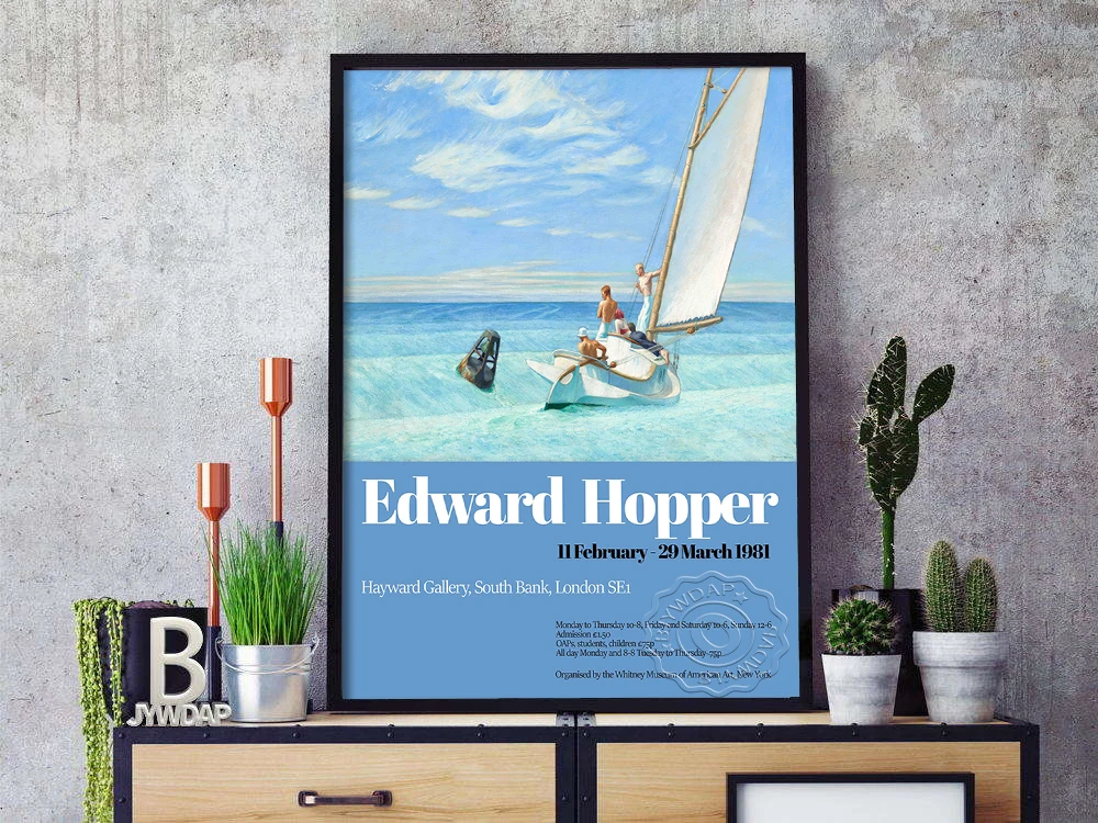 ⛵️ Quadro Hopper Ground Swell Stampa Fine Art su Tela Canvas Vernice Pennellate 