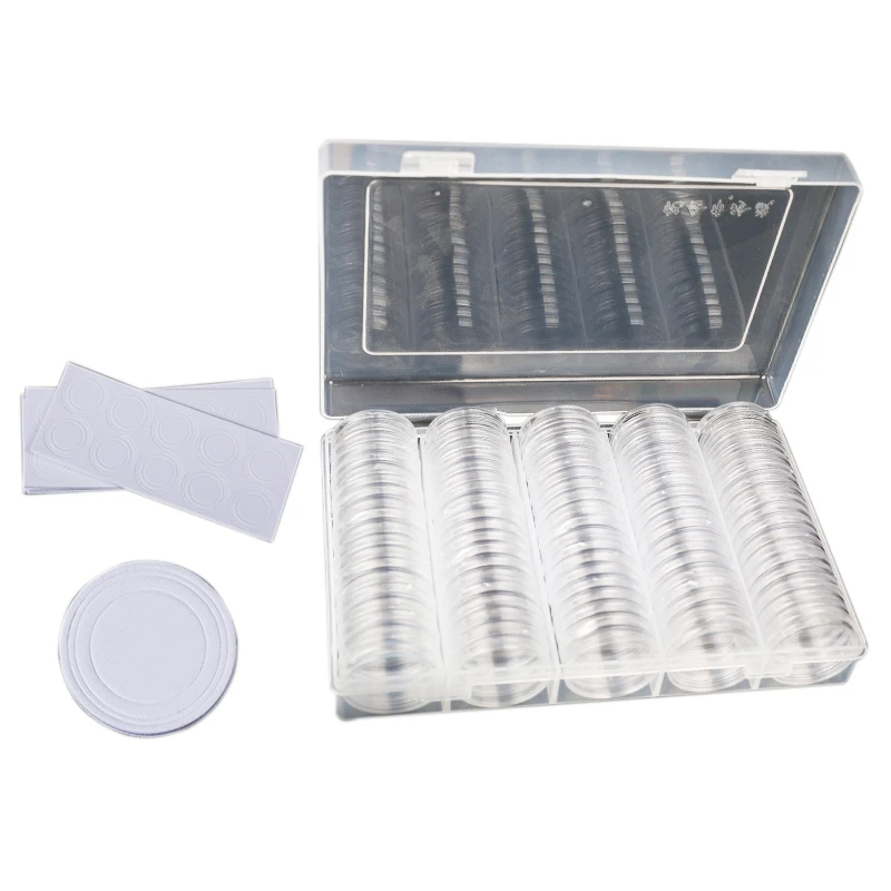 

100 Pcs Clear Coin Protector Case Coin Collection Transparent Coin Storage Box 17/20/25/27/30mm Round Coin Capsules Containers