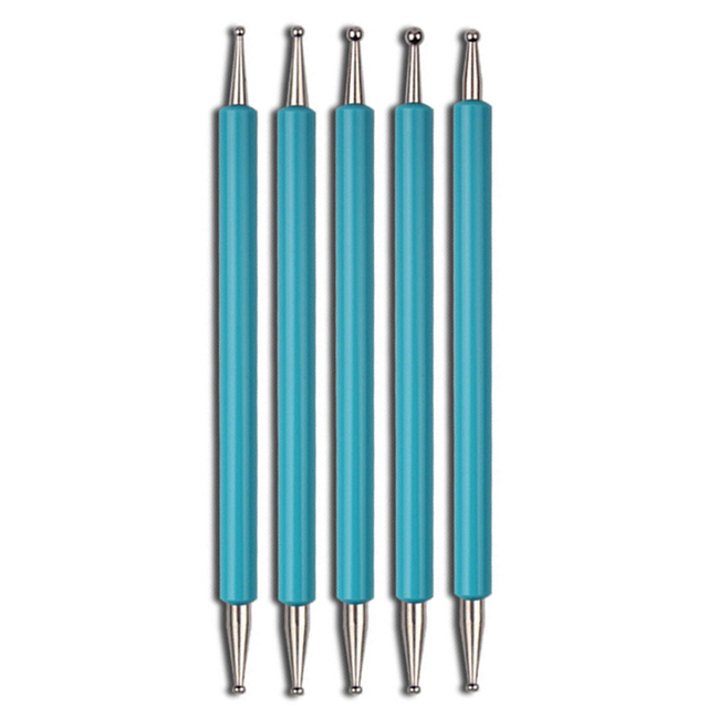 Set UV Gel Painting Nail Art Dotting Pen Acrylic Handle Rhinestone Wood 2 Way Brush Salon Decoration Manicure Tools Kit