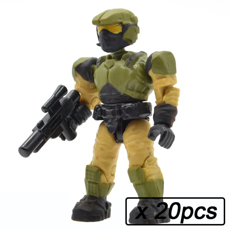 20 шт./лот, строительные блоки "воины", "люди", кирпичи, Halo Wars, игры, пластиковые доспехи для детей, сделай сам, подарки, игрушки с оружием, пистолеты - Цвет: 20pcs MB70