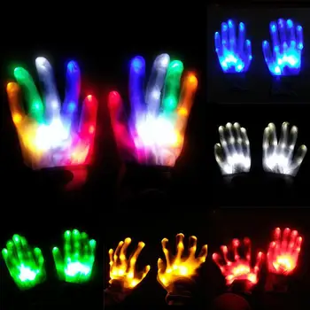 

1Pair LED Light Up Hand Finger Gloves Halloween Christmas Costume Dance Decor LED Gloves Halloween Hand Decor Festival Accessory
