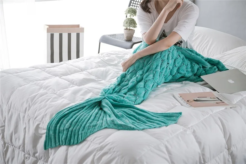 Одеяло с русалочкой, однотонное вязаное одеяло, домашнее одеяло для кровати, офиса, дивана, персонализированное одеяло - Цвет: style1