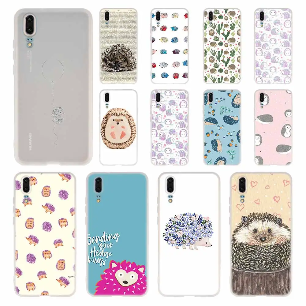 Силиконовый мягкий чехол из ТПУ для Huawei P30 P40 P20 Pro P10 P9 Lite P Smart Z 2020 Ежик милый в Teacup
