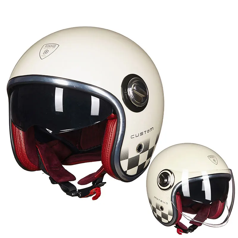 С открытым лицом Ретро Скутер мотоцикл Винтаж шлем Capacete Casque ECE - Цвет: White Gray