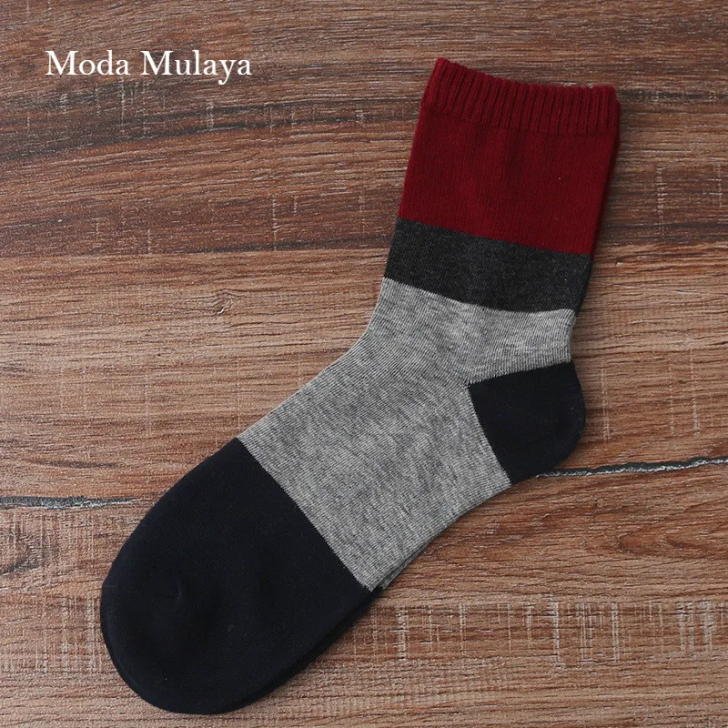 5 Pairs/Lot Autumn Winter New Men Cotton Crew Socks for Male Patchwork Colors Classic Business Men's Socks Dress Socks Man Meias