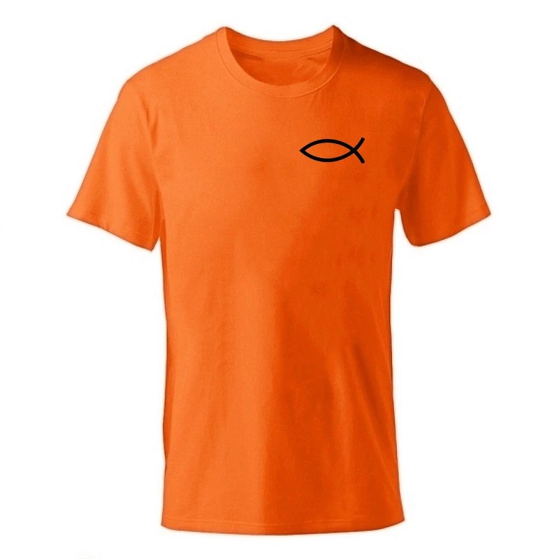 x-orange Новинка года, футболка мужские футболки с изображением Иисуса, летняя футболка для мальчиков, с коротким рукавом, с принтом в виде маленькой рыбы, футболка из хлопка - Цвет: x-orange
