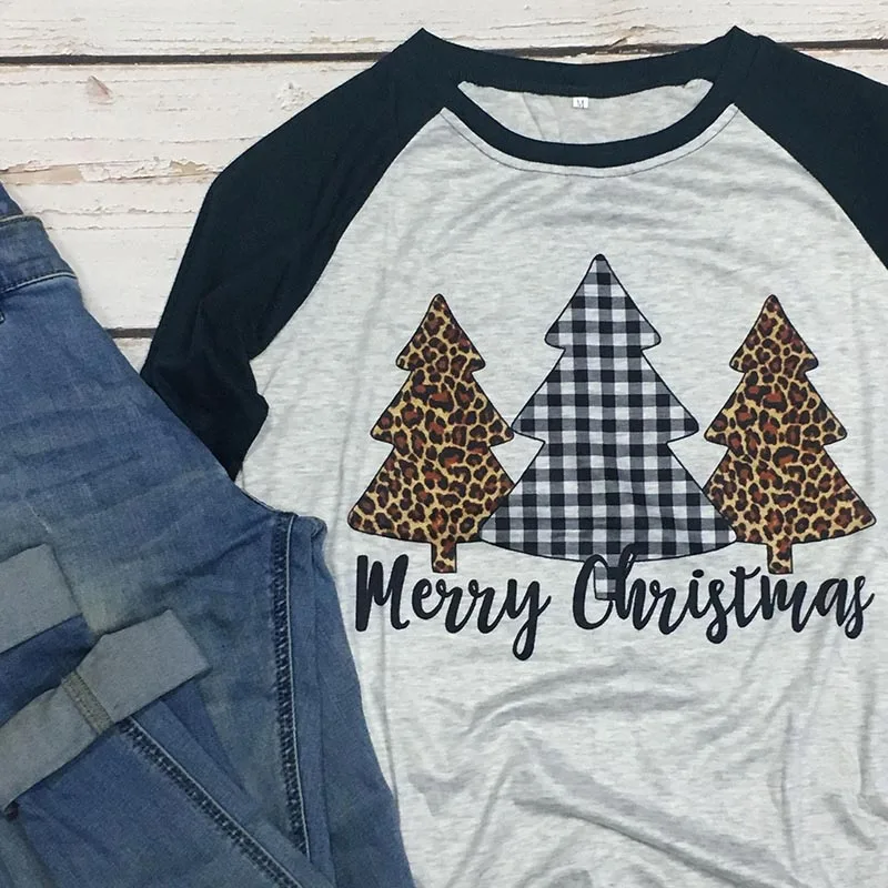 Merry christmas trees рубашка женская с принтом праздничные футболки с длинными рукавами женская футболка с принтом больших размеров 90s Графический Топ на День Благодарения