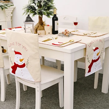 

Linen Christmas Gift Santa Snowman Table Runner Merry Christmas Decor for Home 2020 Xmas Ornaments New Year's Decor 2021 Navidad