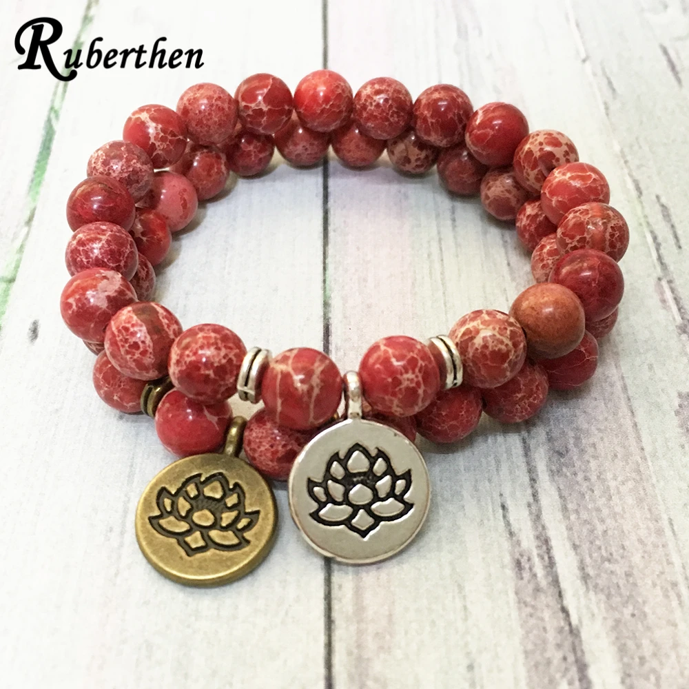 Браслет Ruberthen Red Regalite Lotus с натуральным драгоценным камнем, браслет для йоги высокого качества, женский тренировочный браслет