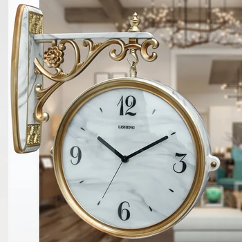 

Simple Luxury Wall Clock Silent Nordic Creative Round Glass Double Sided Wall Clock Fashion Zegar Living Room House Decor MM60WC