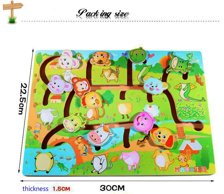 Раннее Обучение Обучающие слайд-головоломки Детские деревянные игрушки для детей лабиринт головоломка животные-тело-матч лабиринт интеллект