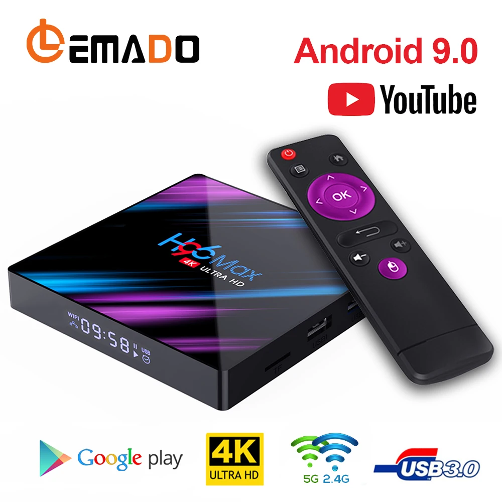 LEMADO H96 MAX Smart tv Box Android 9 0 Rockchip RK3318 4 Гб 64 H.265 4K WiFi 2 4G/5G для Xiaomi|ТВ-приставки и