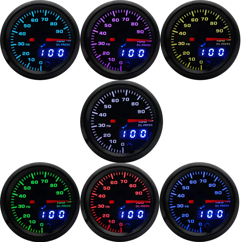 

2-inch 52MM Black Shell Hands And Digital High-Speed Stepper Motor Oil Pressure Instrument Automobile Instrument Panel Modified