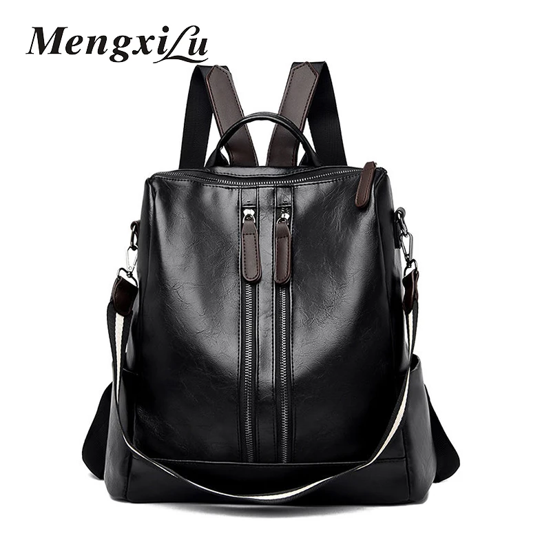 New Mulity Function Backpacks Female Larger Capacity Travel PU Anti-theft Laptop Bag Casual Leather Women Backpack Vintage