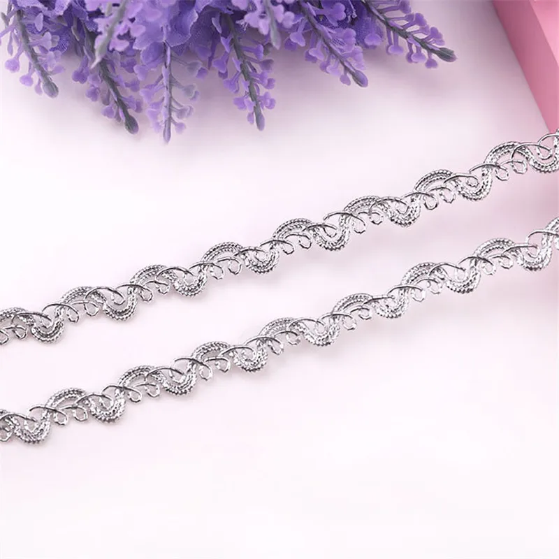 Gold Silver Lace Trim Ribbon Curve Lace Fabric Sewing Centipede Braided Wedding Craft DIY Clothes Accessories Home Decor 5y lace fabric,lace ribbon,lace garment accessories,lace sewing supplies,lace accessories,lace sewing accessories,lace decoration