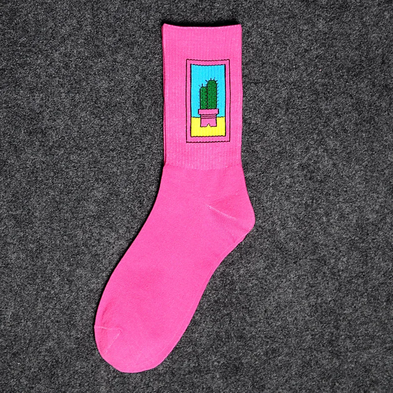 Модные уличные носки в стиле Харадзюку, носки в стиле хип-хоп, Мультяшные персональные хлопковые носки унисекс, забавные мужские носки, носки с пламенем для скейтборда - Цвет: 4
