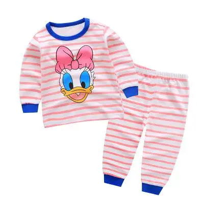 Весенние пижамы для мальчиков и девочек комплект детской одежды, комплекты одежды для малышей Детская футболка с длинными рукавами и рисунком+ штаны, домашняя одежда - Цвет: P4