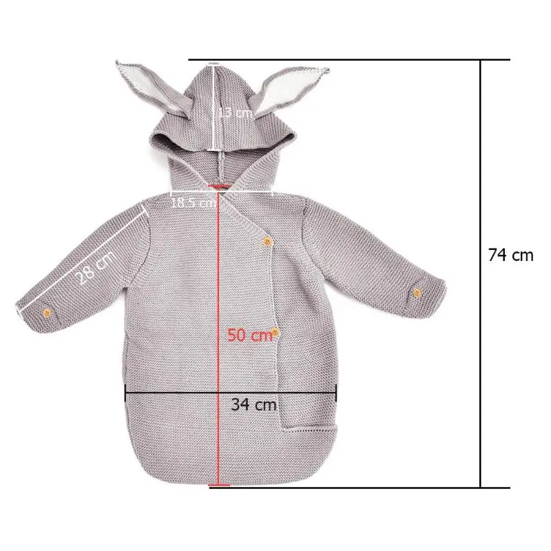 Infant Rabbit Ear Hooded Blanket Sleeping Bag Swaddling Baby Toddler Props