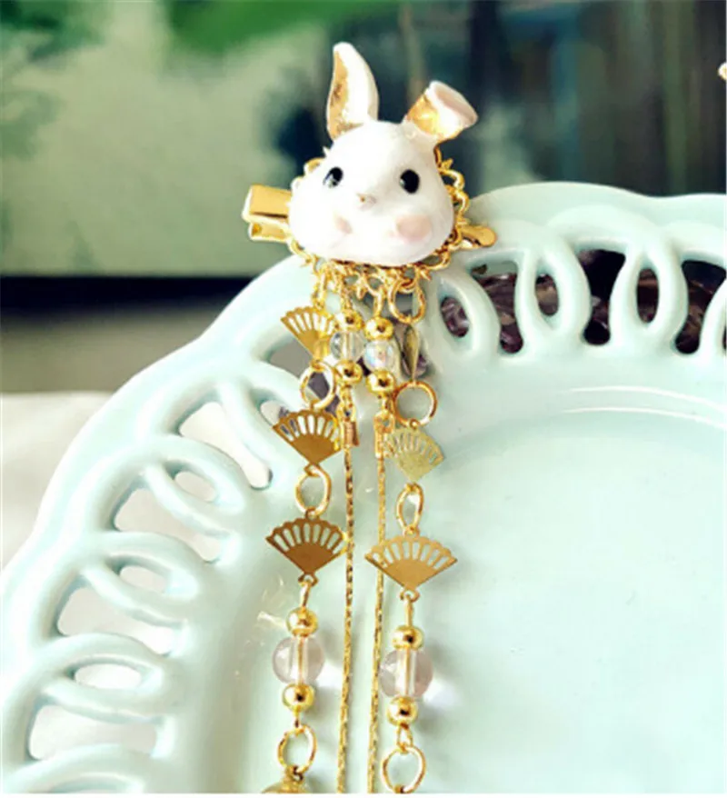 1pcs Rabbit Лиса заколка для волос в виде кролика Ленточки заколка для волос Косплэй для кимоно Hanfu ручной работы XB Sa женские аксессуары для волос для милых девочек на каждый день мужская обувь ручной работы; Новинка - Цвет: 1pcs Rabbit