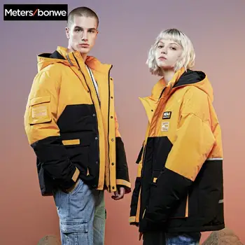 

Metersbonwe Winter Warm For Men's 90% white Duck down Couples Hooded jacket down jackets Outdoor Winter Male casual down Coat