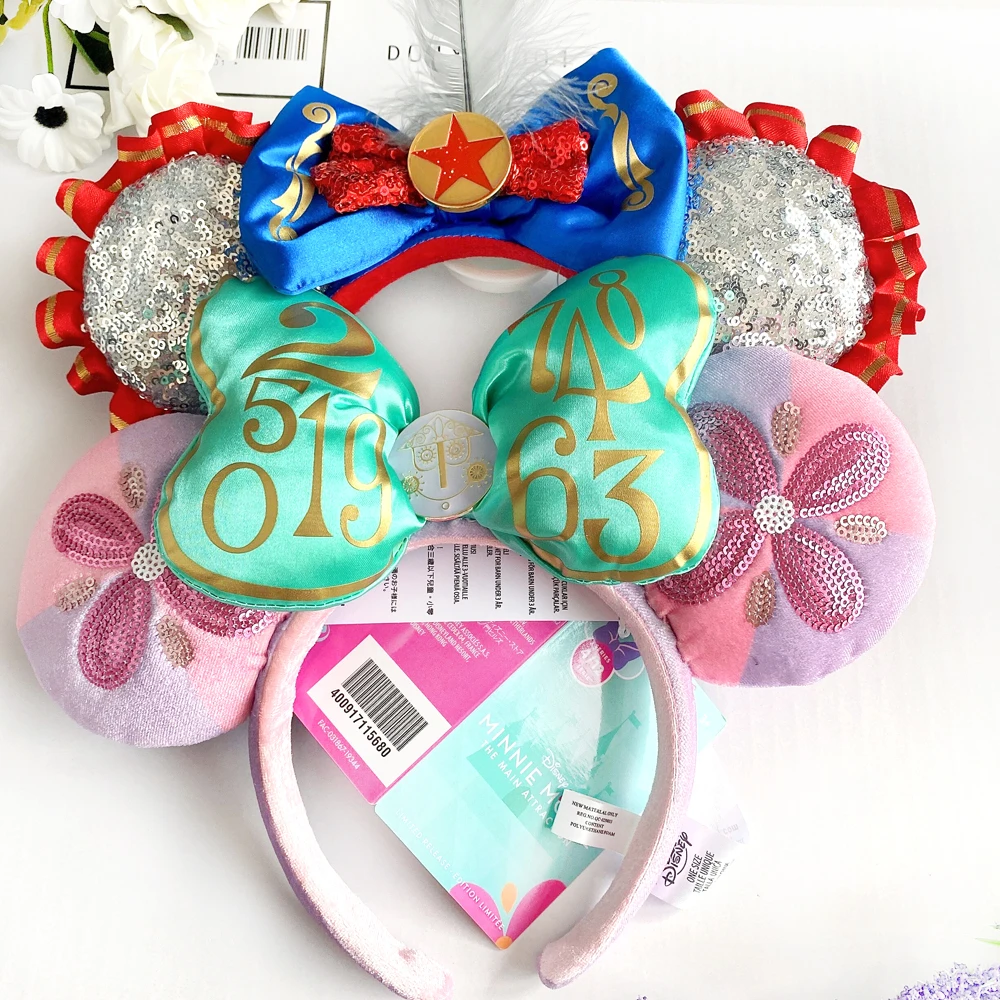 2022 Disney Mickey Ears Headband Firework Headband with Castle Peter Pan Cosplay Hairband Disneyland Letter Headband Gift