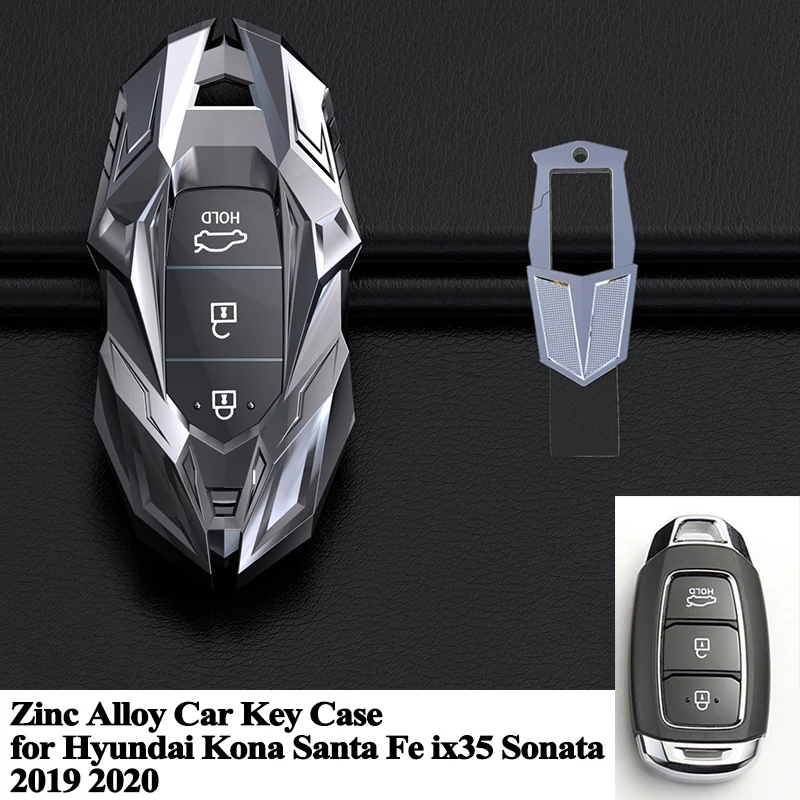 

1pc Styling Car Key Case Cover Zinc Alloy Key Shell Protector Car Accessories for Hyundai Kona Santa Fe ix35 Sonata 2019 2020