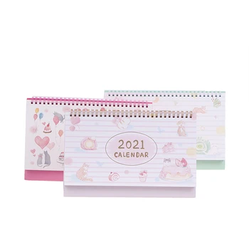 

Hot sale 1pc 2021 Cute Desktop Paper Calendar Dual Daily Scheduler Table Planner Yearly Agenda Size: 142*259mm