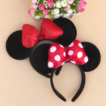 

Mickey Ears Hairband Quality Minnie Shiny Hairband Black Mickey Ears Headbands for Women Hair Bows Accessories Birthday Party