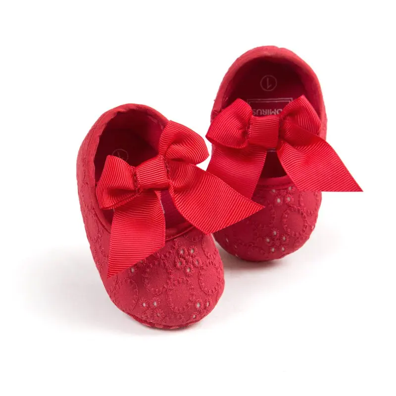 BOBORA/Обувь для новорожденных девочек; нескользящая обувь для принцессы с бантом; хлопковая обувь для малышей; обувь для малышей без шнуровки; цвет розовый, белый, красный; обувь для первых шагов