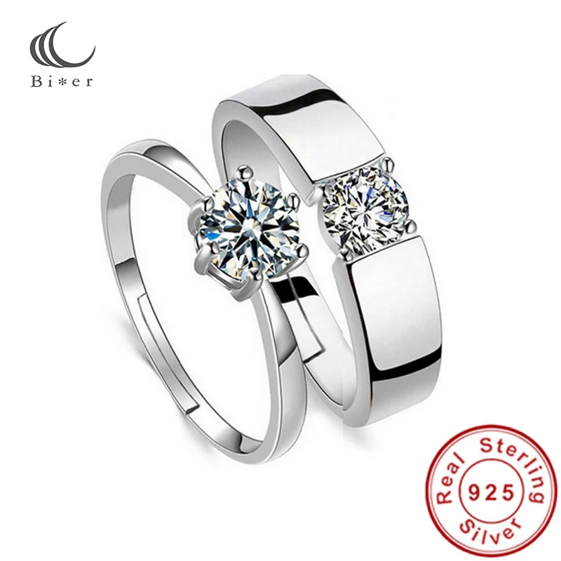 Серебристые обручальные кольца с кристаллами и сверкающим Цирконом для пар