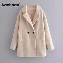 Однотонное теплое зимнее элегантное шерстяное пальто женская верхняя одежда с отложным воротником и длинными рукавами зимнее толстое теплое Женское пальто
