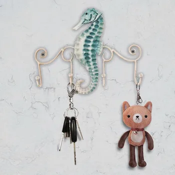 

Decorative Seahorse Wall Hook Iron Wall Hanger Vintage Design with 4 Hooks Perfect for Coats Hats Bags Screws Included
