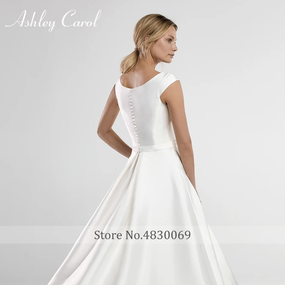 Свадебное платье принцессы Ashley Carol,, мягкое атласное короткое изящное свадебное платье с бантом, высокое качество, простое свадебное платье, Vestido de Noiva