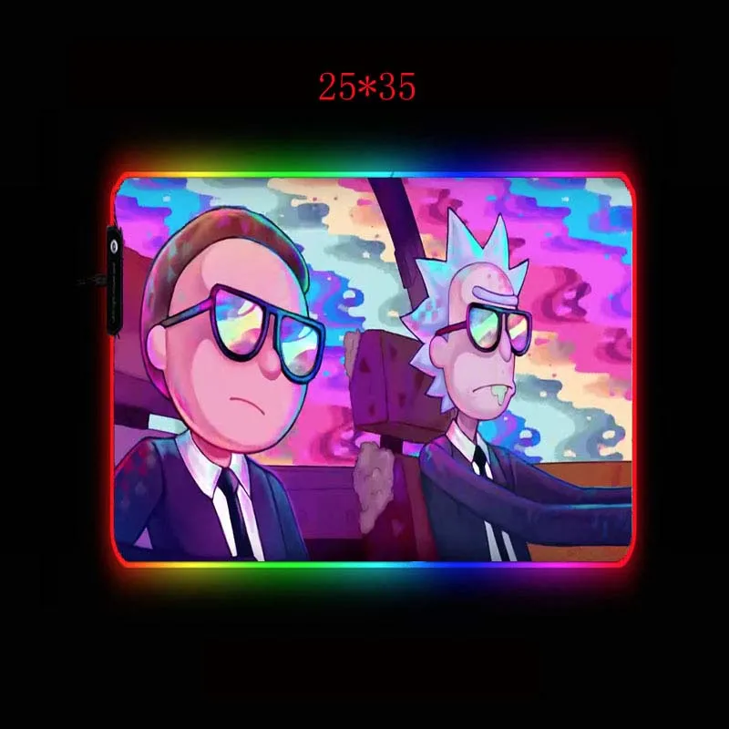 XGZ Anime Ricka and Morty Large RGB LED 7 Color USB Wired Lighting Gaming Gamer Colorful Mouse Pad