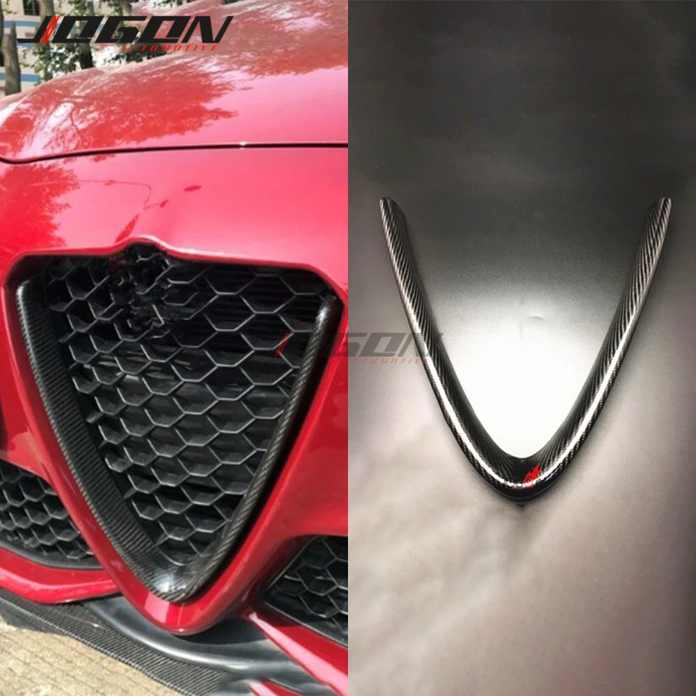 Real Carbon Fiber Car Accessories Front Grill Grille Outlet Strip Trim For Alfa Romeo Giulia Stelvio 2017- 2020 Sporty