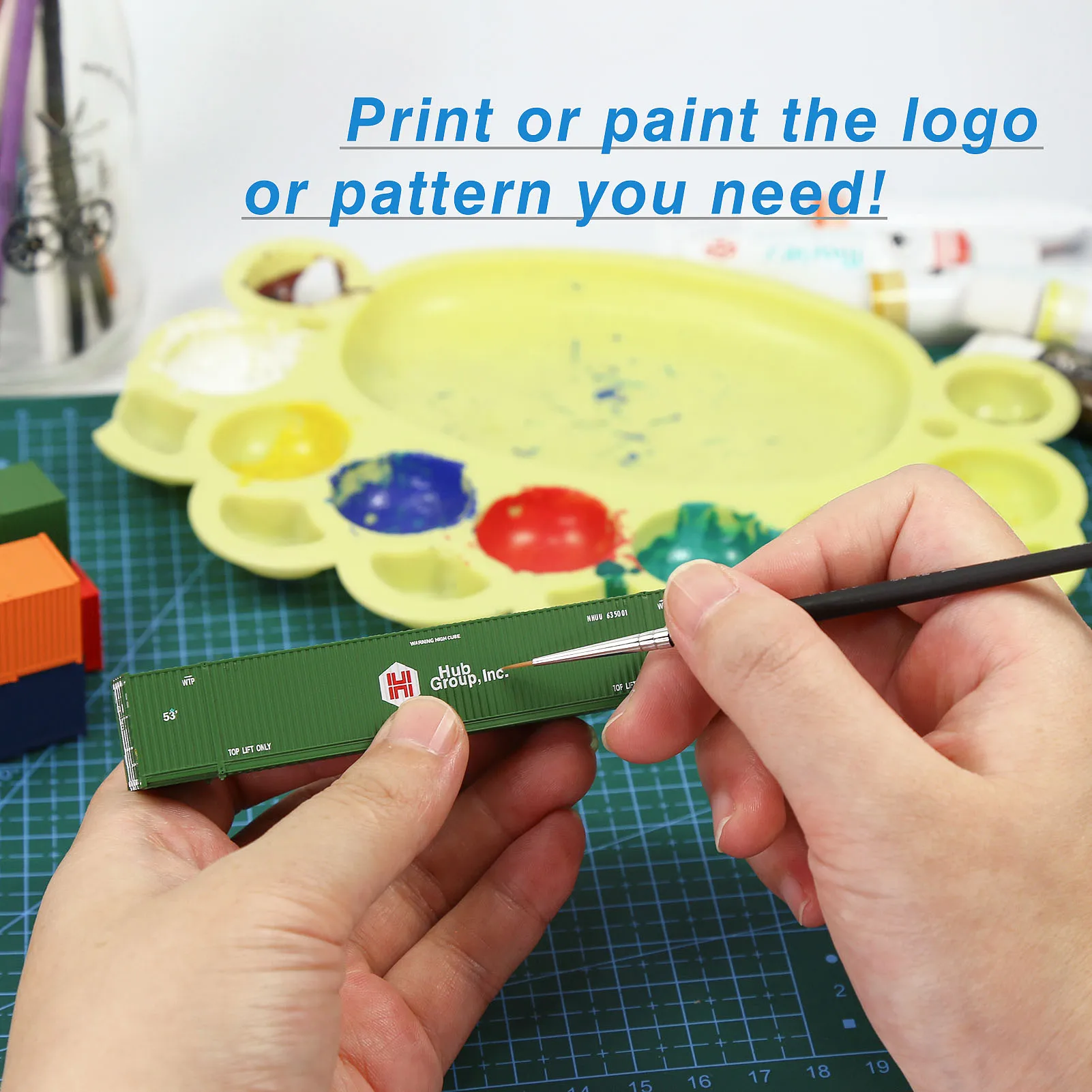 9pcs Model Railway N Scale 53' 1:160 53ft Blank Shipping Container Pure Color Ribbed Side Cargo Box - Image 5