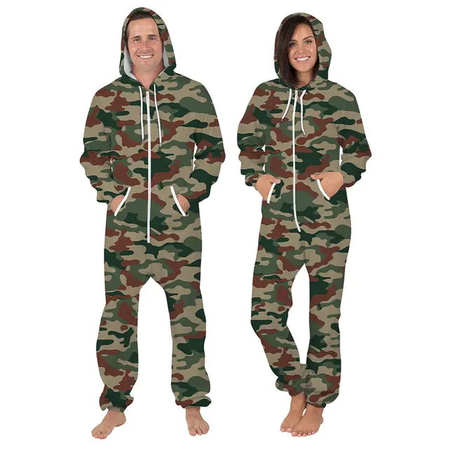 Fashion Add Wool 3D Printed Anime Hoodie Pajamas Romper Zip Jumpsuit Hoody Couple Men Women Insulation Comfortable Adult Jacket BES-044-W