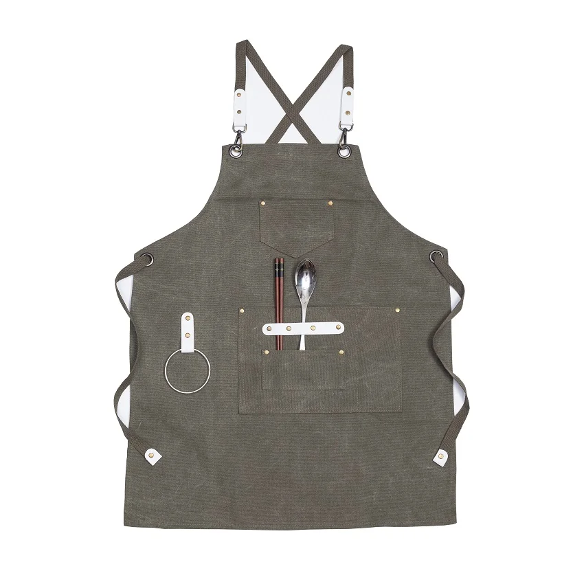 2020 New Thick Canvas Unisex Apron Bib Chef Kitchen Aprons for Women Men Coffee Shop Barber BBQ Bib working uniform