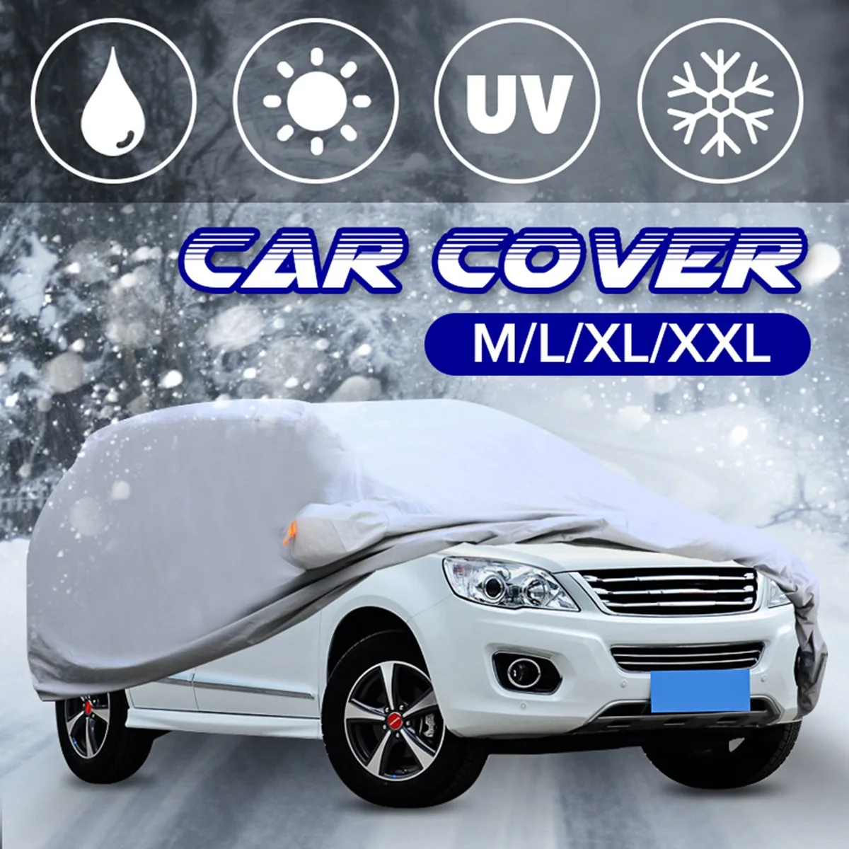 Kopen Universele 4 Maat Ml Xl Xxl Zilver Full Car Cover Anti Uv Regen Styling Zonnescherm Warmte Bescherming Stofdicht Outdoor