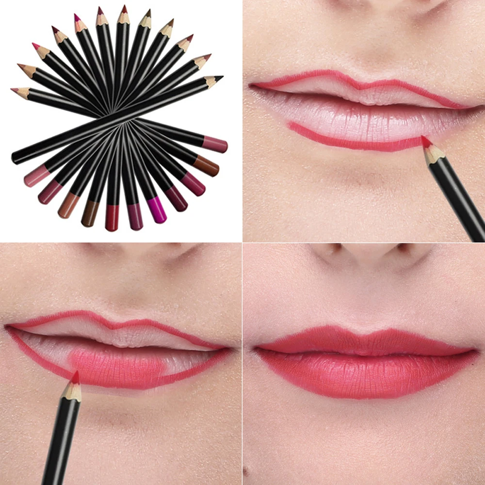 12 color waterproof multifunctional lip liner no logo private label small batch custom lipstick pen