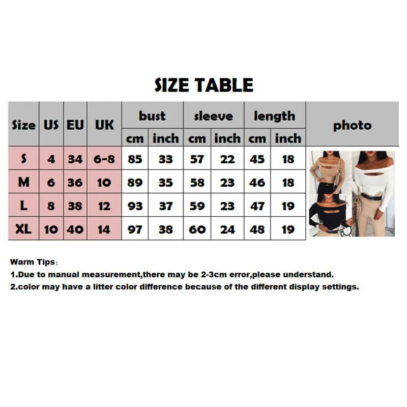 Fashion Women Sexy Off Shoulder Tops Ladies Casual Slim Fit Tee Plain Stretch Bardot Hollow Out Long Sleeve T-Shirt Pullover