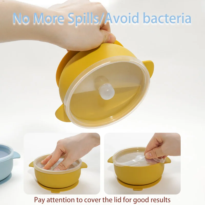 Baby Feeding Bowl  Kids Silicone Tableware Suction Bowl BPA Free High Quality Silicone Kids Toddler 5