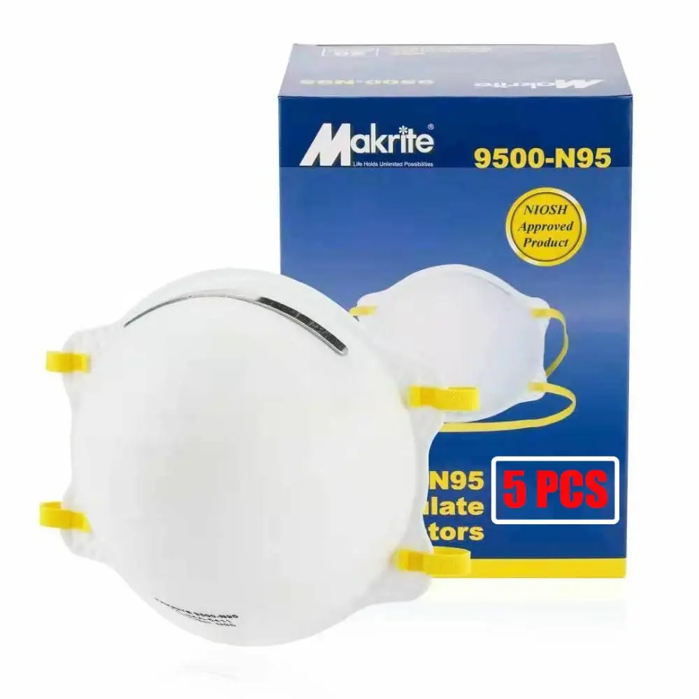 

Real 5pcs N95 Respirator Face Mask High Protection Dust Proof US FDA Certification