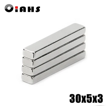 

100pcs F30x5x3mm Super Powerful Strong Rare Earth Block NdFeB Magnet Neodymium N35 Magnets F30*5*3mm- Free Shipping