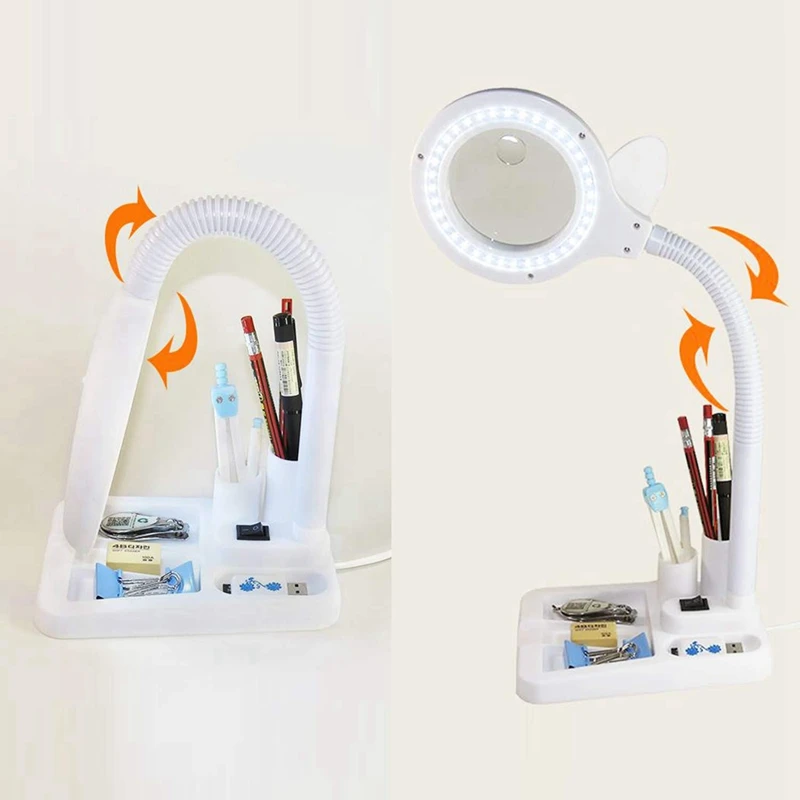  Led Magnifying Lamp 5 X 10X Magnifier And Table & Desk Lamp Portable Adjustable Magnifying Glass Wi