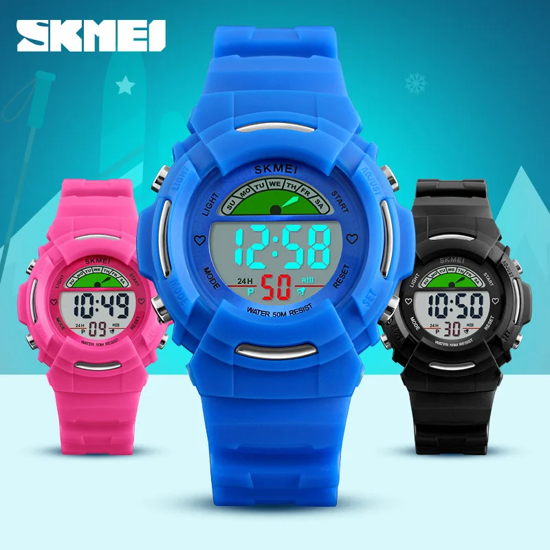 

Skmei CHILDREN'S Electronic Watch STUDENT'S Watch Fashion Electronic Watch Outdoor Sports Multi-functional Watrproof Watch LED