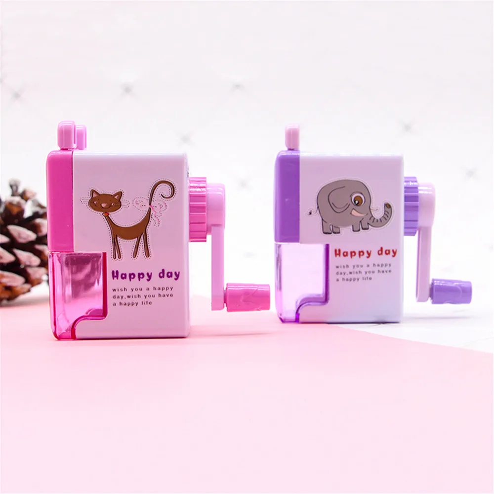 1 шт. точилка для карандашей с рисунком кота слона Kawaii Канцелярские Принадлежности Детские подарки милые ручные ручки резак школьные офисные принадлежности