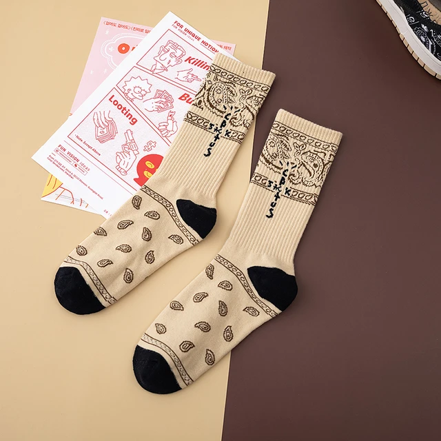 Men socks Travis Scott Skate Crew Socks Men Sport Travis Scott Cactus Jack Bandanas Socks Streetwear Hip Hop gifts for men G02