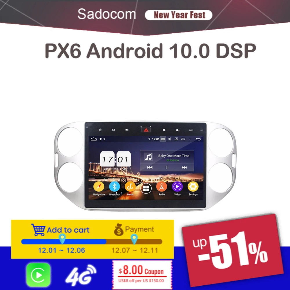 PX6 IPS DSP 10 1 &quotAndroid 0 64G ROM 4GB RAM автомобильный DVD плеер GPS RDS Авторадио wifi автомобильное